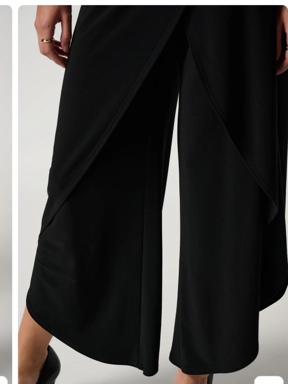 joseph ribkoff Black Stretch Pull On Classic Overlay Wide Leg Flowy Pant Sz 6 - Picture 4 of 13
